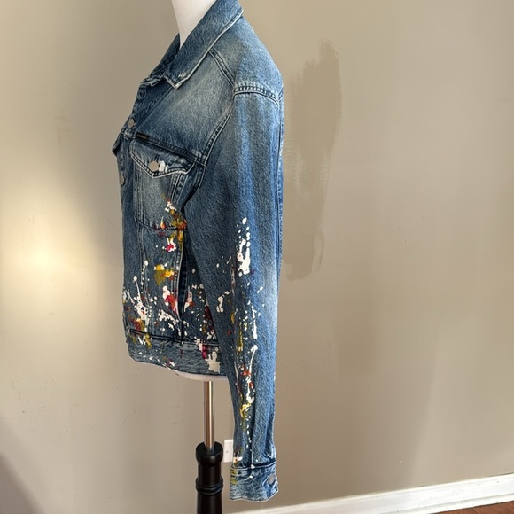 Calvin Klein Jeans Cotton Paint Splatter Colorful Denim Jacket Size S - Picture 8 of 16